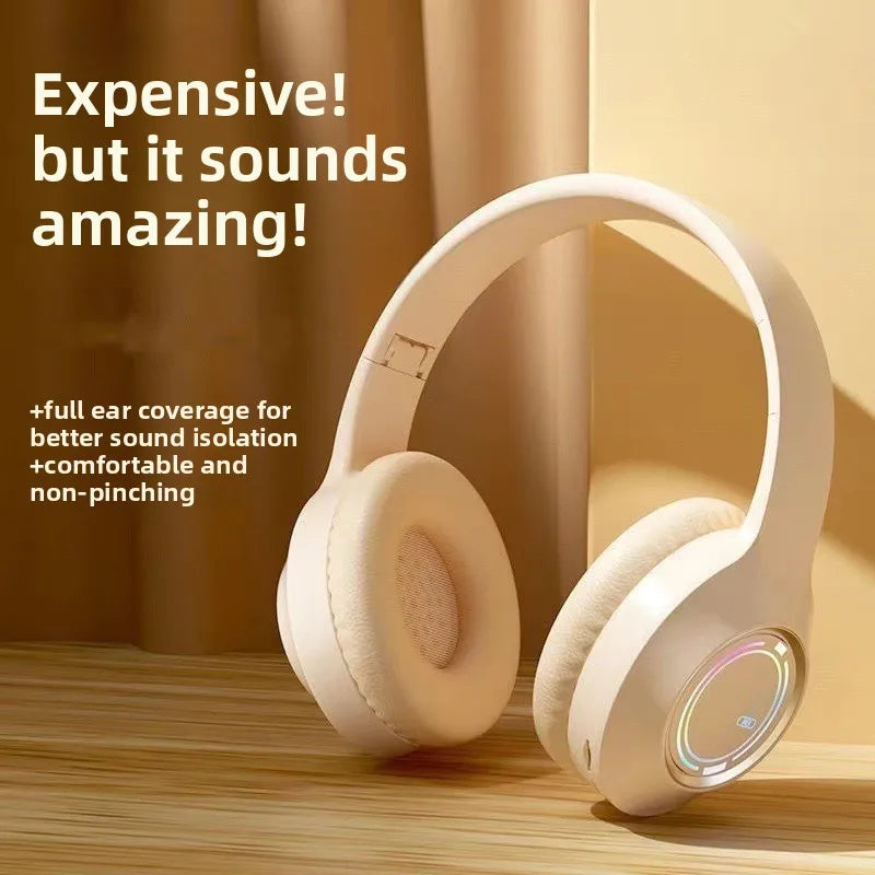 Best-selling M3 Over-Ear Wireless for 5.4 Headphones Colorful Lighting Deep Bass Active Noise Cancellation Plastic