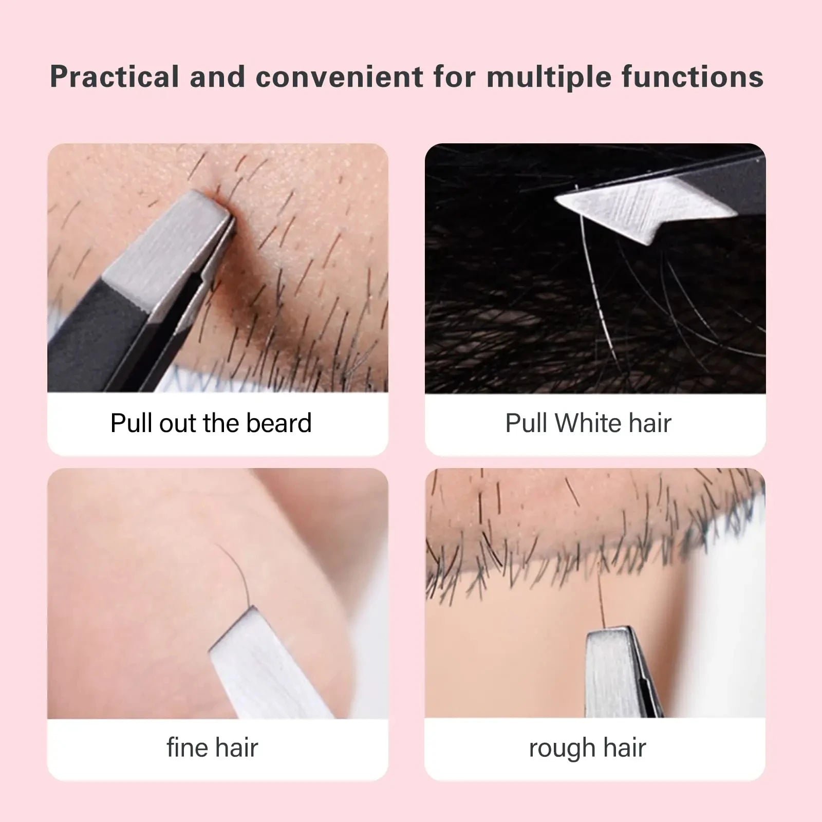 1/4pcs Black Stainless Steel Eyebrow Tweezers Slant&Flat Point Beauty Tools for Eyelash Grooming Ingrown Hair Removal Precision