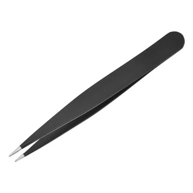 1/4pcs Black Stainless Steel Eyebrow Tweezers Slant&Flat Point Beauty Tools for Eyelash Grooming Ingrown Hair Removal Precision