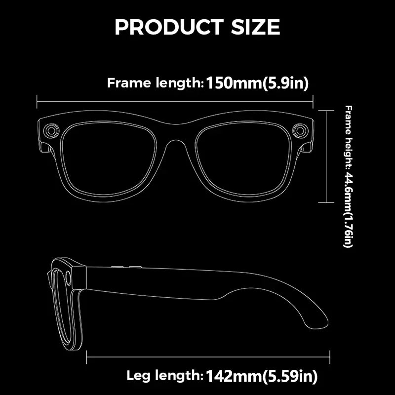 AI Smart Glasses To Take Photos Videos 800W HD Camera Intelligent Translation Photo-taking And Object Recognition Smart Glasses