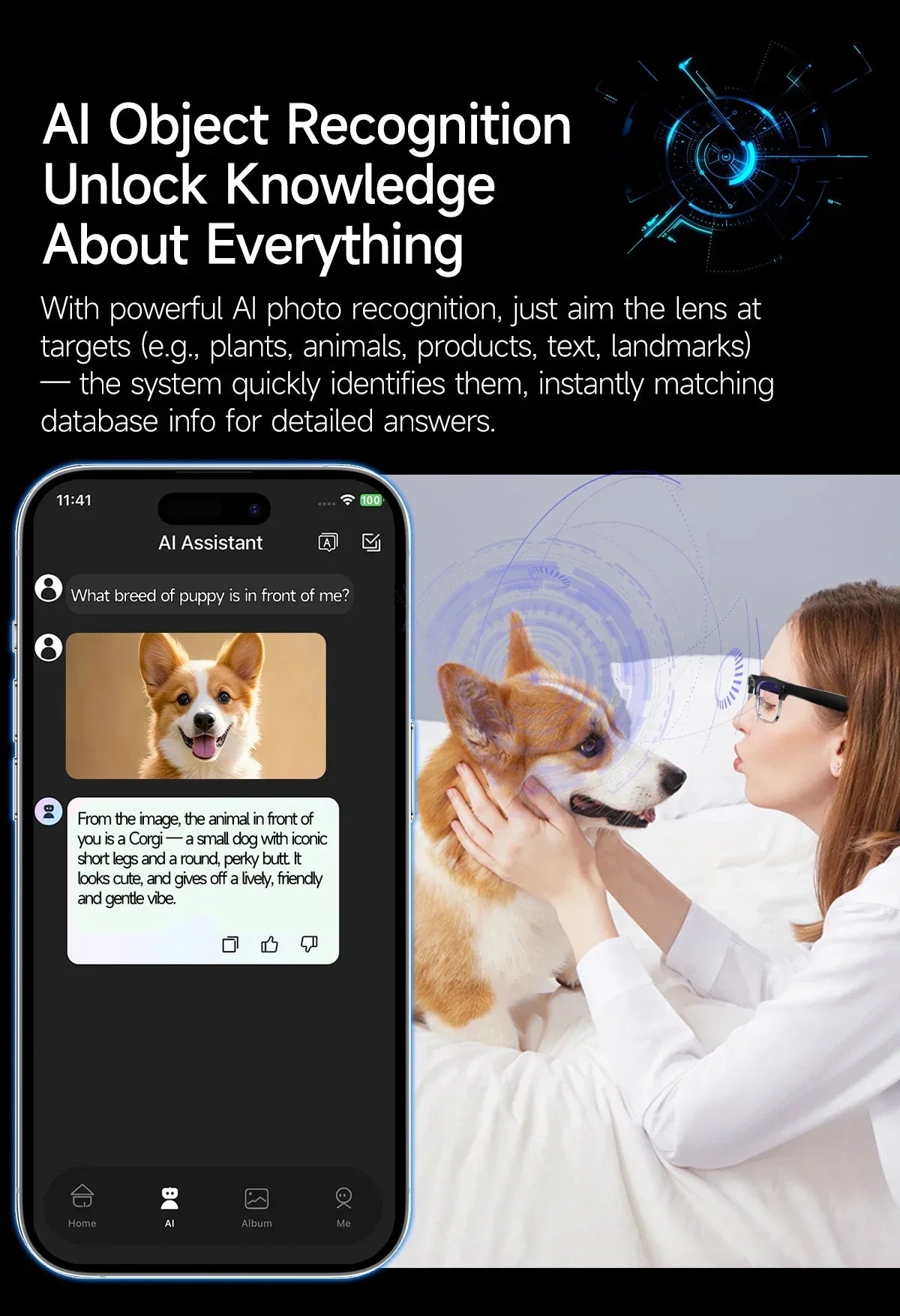AI Smart Glasses To Take Photos Videos 800W HD Camera Intelligent Translation Photo-taking And Object Recognition Smart Glasses