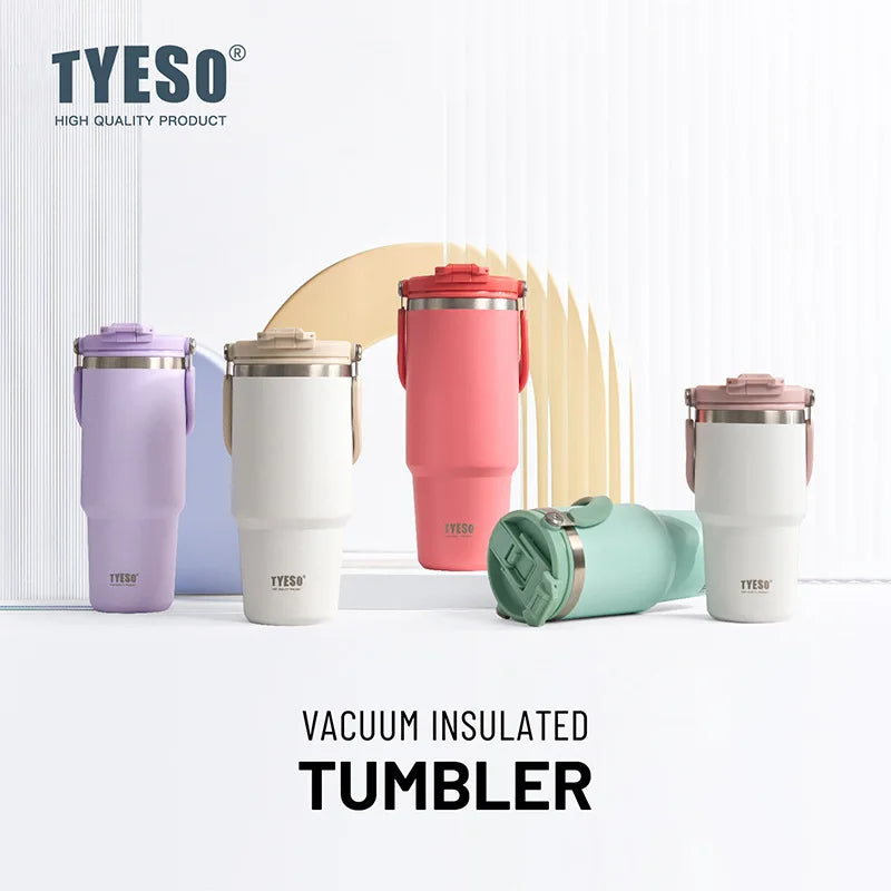 Tyeso 1200ML Handle Vacuum Flasks Cup Dual-Drink Coffee Mug Stainless Steel Ice Cup Car Bottle Hot Cold Retention Thermoses