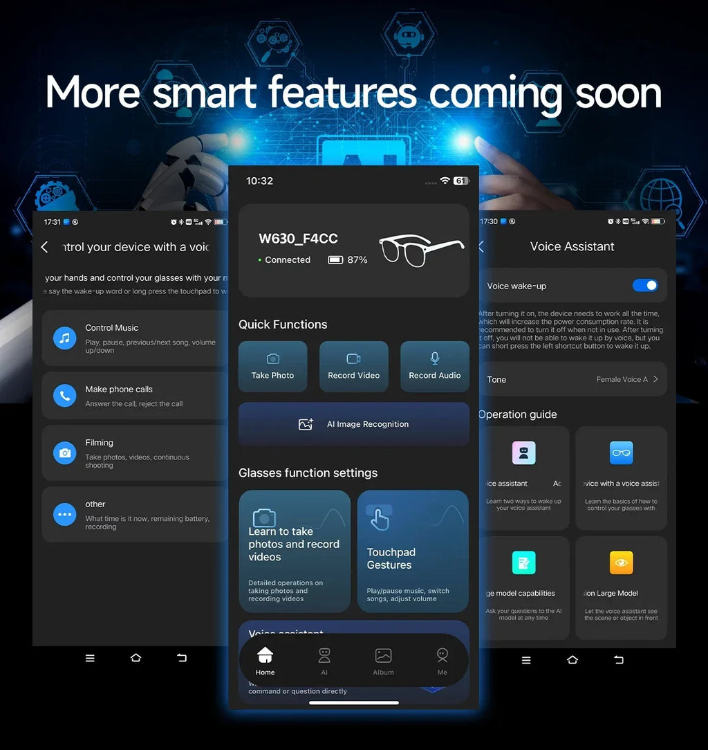 AI Smart Glasses To Take Photos Videos 800W HD Camera Intelligent Translation Photo-taking And Object Recognition Smart Glasses