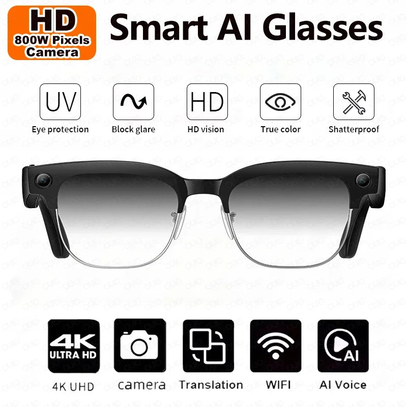 AI Smart Glasses To Take Photos Videos 800W HD Camera Intelligent Translation Photo-taking And Object Recognition Smart Glasses