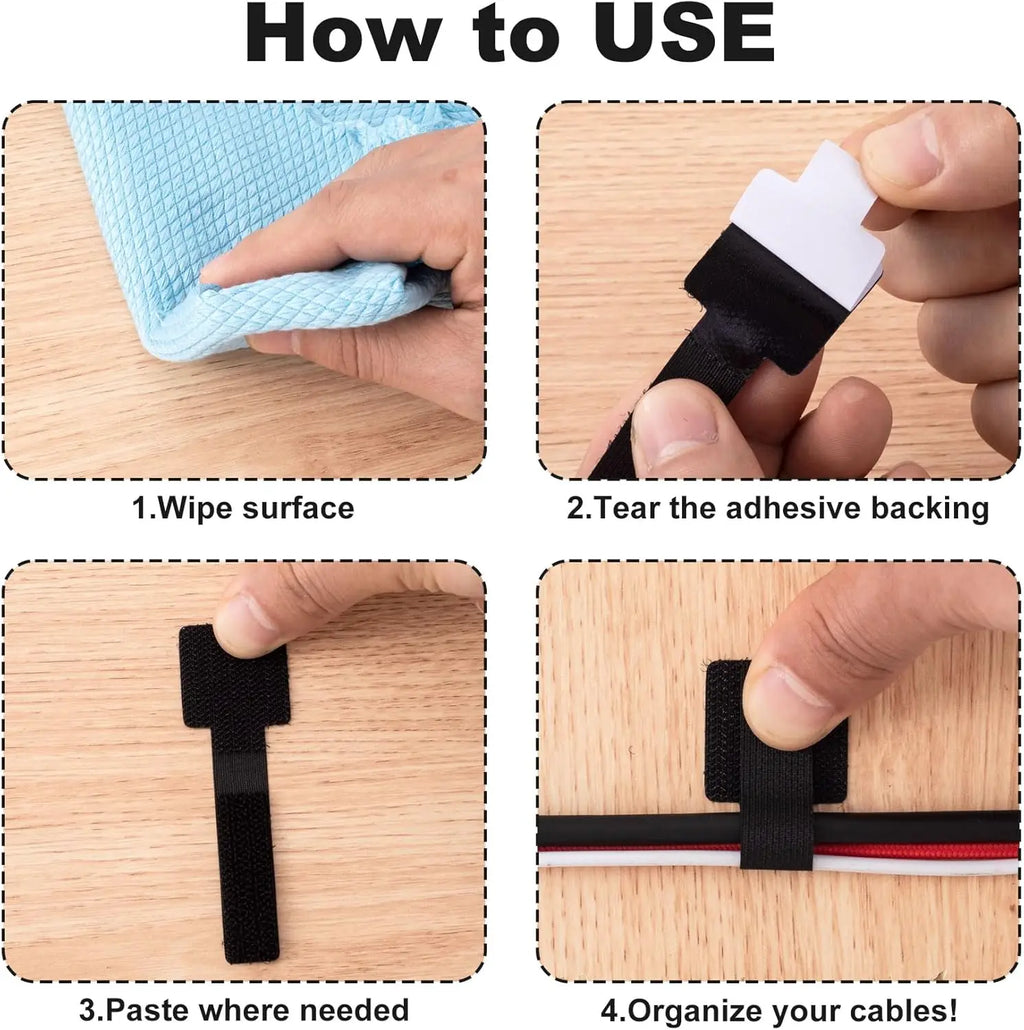 Reusable Cable Ties Fastening Wire Organizer Cord Rope Holder Self Adhesive Adjustable Cord Organizer Straps Desk Management