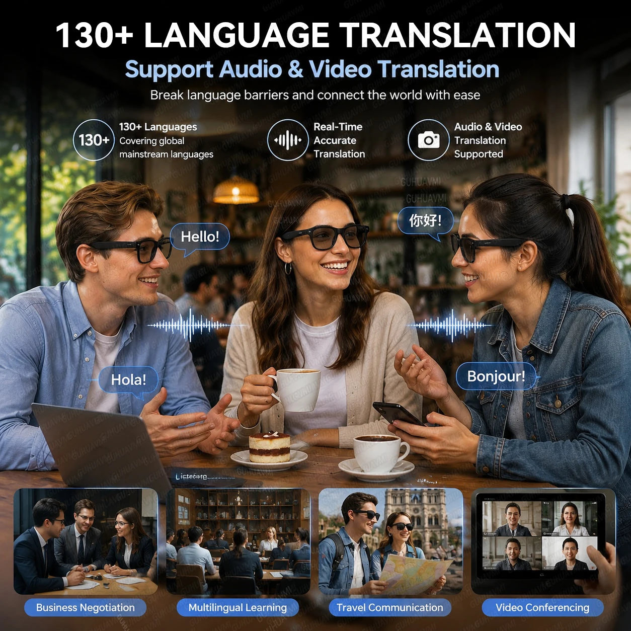 2026 AI Smart Glasses with 1300W Pixel Camera Live Streaming 130+Language Translation ChatGPT 32GB Music Call Glasses Men Women