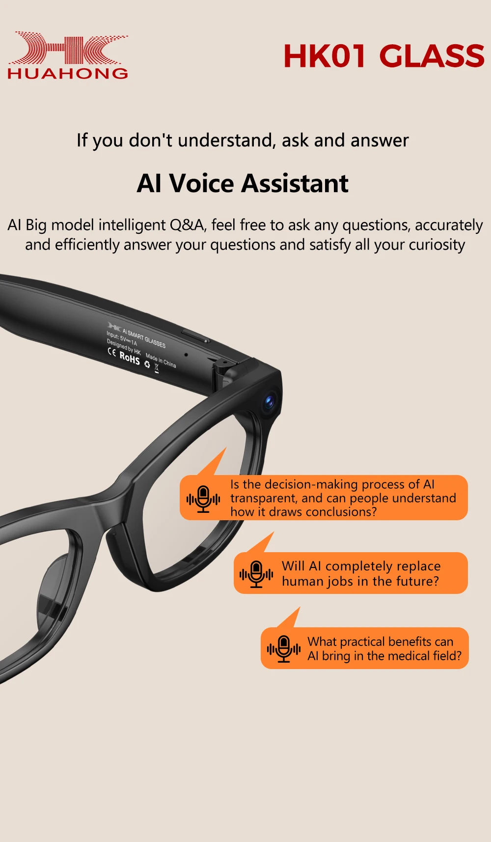 2026 AI Smart Glasses with 1300W Pixel Camera Live Streaming 130+Language Translation ChatGPT 32GB Music Call Glasses Men Women