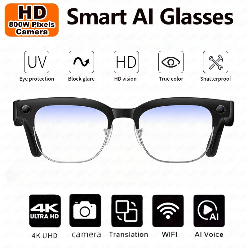 AI Smart Glasses To Take Photos Videos 800W HD Camera Intelligent Translation Photo-taking And Object Recognition Smart Glasses