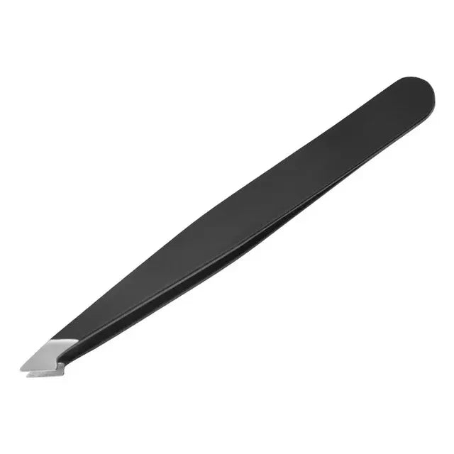 1/4pcs Black Stainless Steel Eyebrow Tweezers Slant&Flat Point Beauty Tools for Eyelash Grooming Ingrown Hair Removal Precision