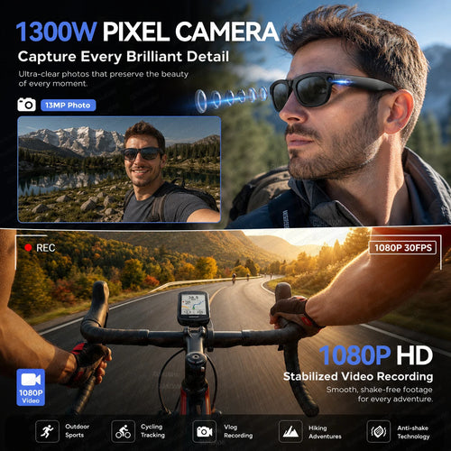 2026 AI Smart Glasses with 1300W Pixel Camera Live Streaming 130+Language Translation ChatGPT 32GB Music Call Glasses Men Women