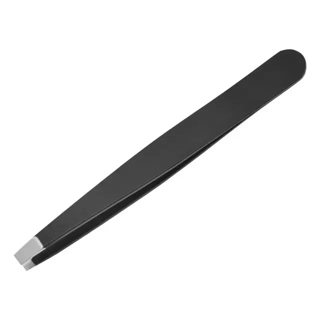 1/4pcs Black Stainless Steel Eyebrow Tweezers Slant&Flat Point Beauty Tools for Eyelash Grooming Ingrown Hair Removal Precision
