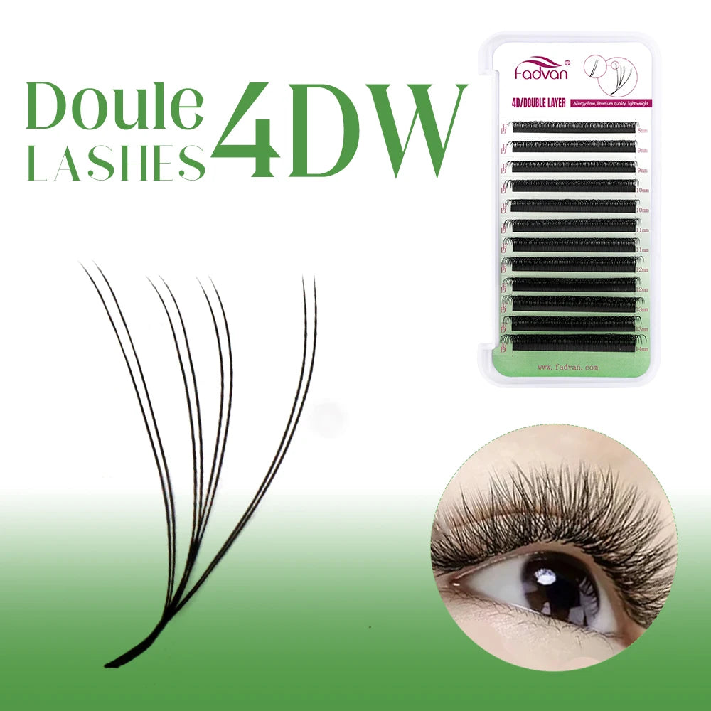 FADVAN W Shape Double Layer Eyelashes 8D/6D/10D Eyelash Extensions Natural Soft Volume Fan Brazilian Faux Mink Lashes Makeup
