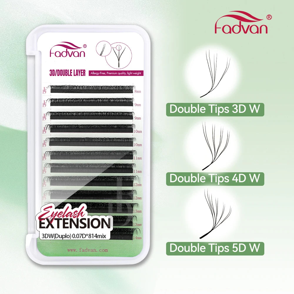 FADVAN W Shape Double Layer Eyelashes 8D/6D/10D Eyelash Extensions Natural Soft Volume Fan Brazilian Faux Mink Lashes Makeup