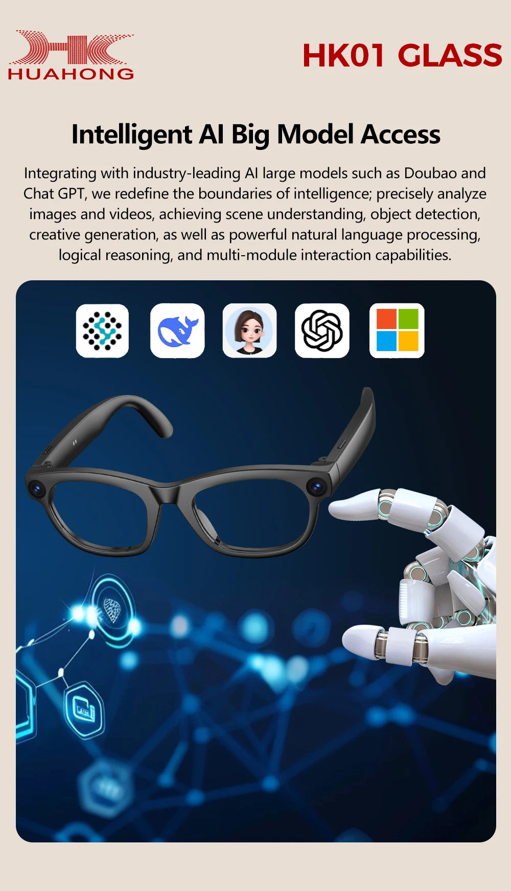 2026 AI Smart Glasses with 1300W Pixel Camera Live Streaming 130+Language Translation ChatGPT 32GB Music Call Glasses Men Women