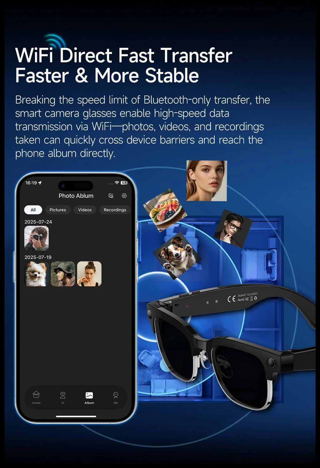 AI Smart Glasses To Take Photos Videos 800W HD Camera Intelligent Translation Photo-taking And Object Recognition Smart Glasses