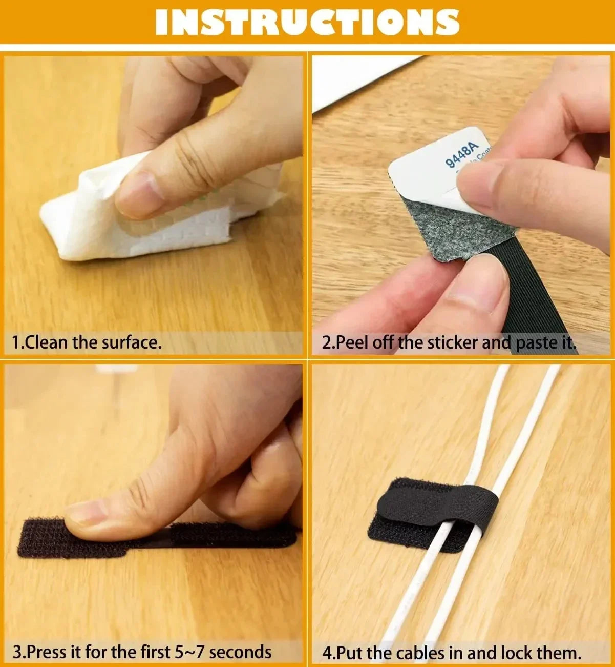 Reusable Cable Ties Fastening Wire Organizer Cord Rope Holder Self Adhesive Adjustable Cord Organizer Straps Desk Management