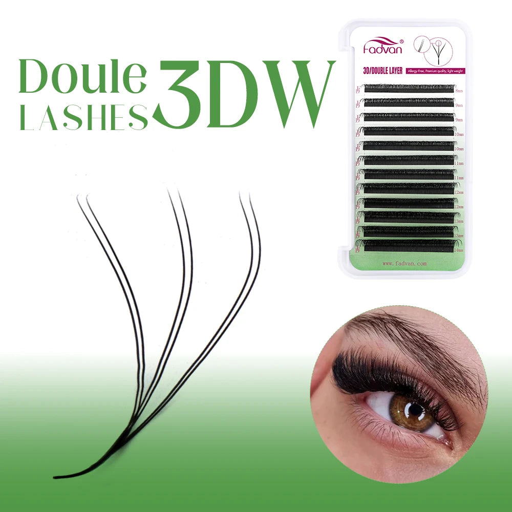 FADVAN W Shape Double Layer Eyelashes 8D/6D/10D Eyelash Extensions Natural Soft Volume Fan Brazilian Faux Mink Lashes Makeup