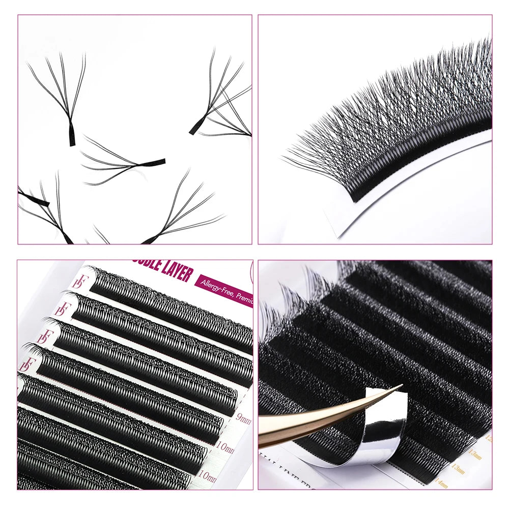 FADVAN W Shape Double Layer Eyelashes 8D/6D/10D Eyelash Extensions Natural Soft Volume Fan Brazilian Faux Mink Lashes Makeup