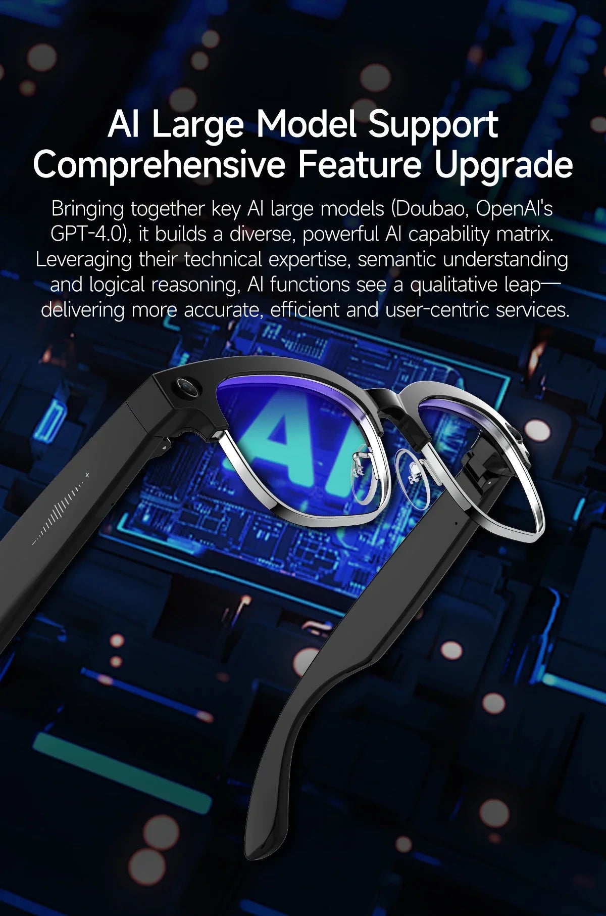 AI Smart Glasses To Take Photos Videos 800W HD Camera Intelligent Translation Photo-taking And Object Recognition Smart Glasses