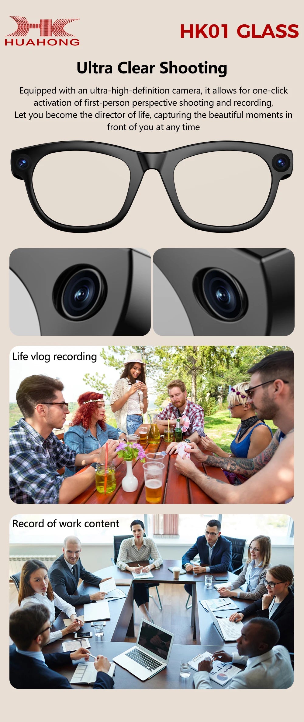 2026 AI Smart Glasses with 1300W Pixel Camera Live Streaming 130+Language Translation ChatGPT 32GB Music Call Glasses Men Women