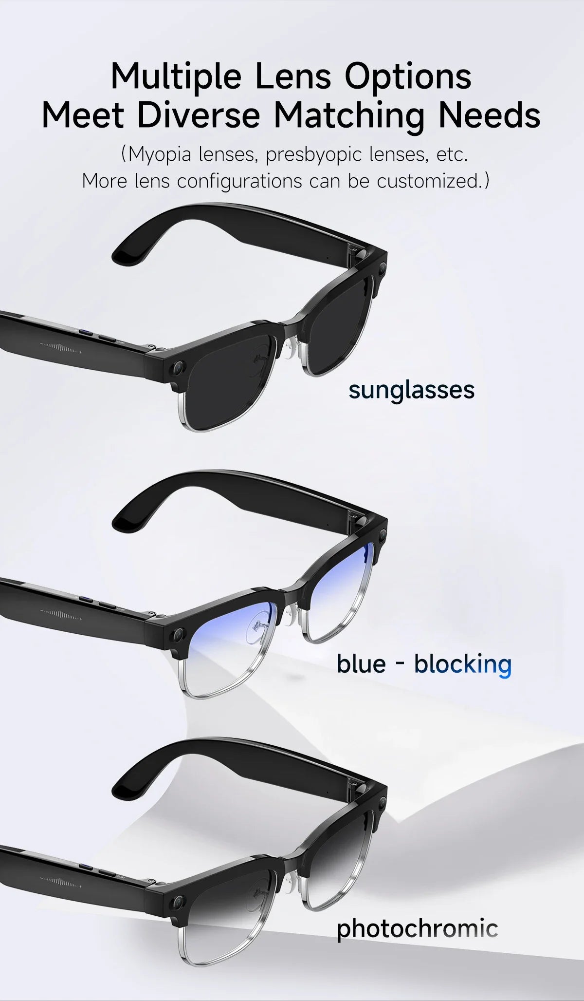 AI Smart Glasses To Take Photos Videos 800W HD Camera Intelligent Translation Photo-taking And Object Recognition Smart Glasses
