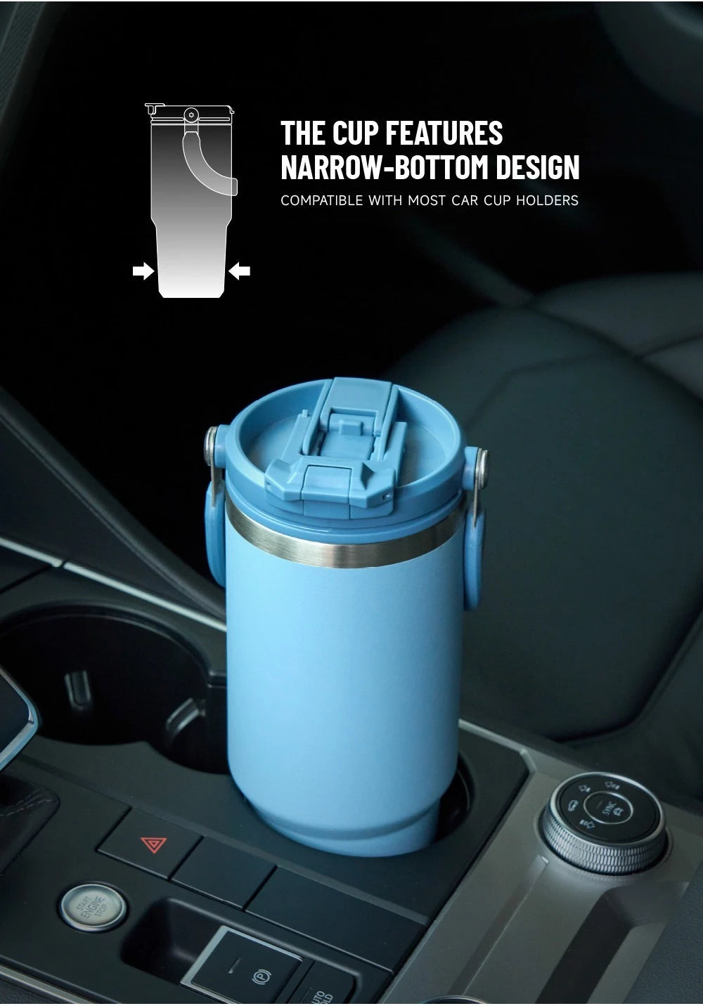 Tyeso 1200ML Handle Vacuum Flasks Cup Dual-Drink Coffee Mug Stainless Steel Ice Cup Car Bottle Hot Cold Retention Thermoses