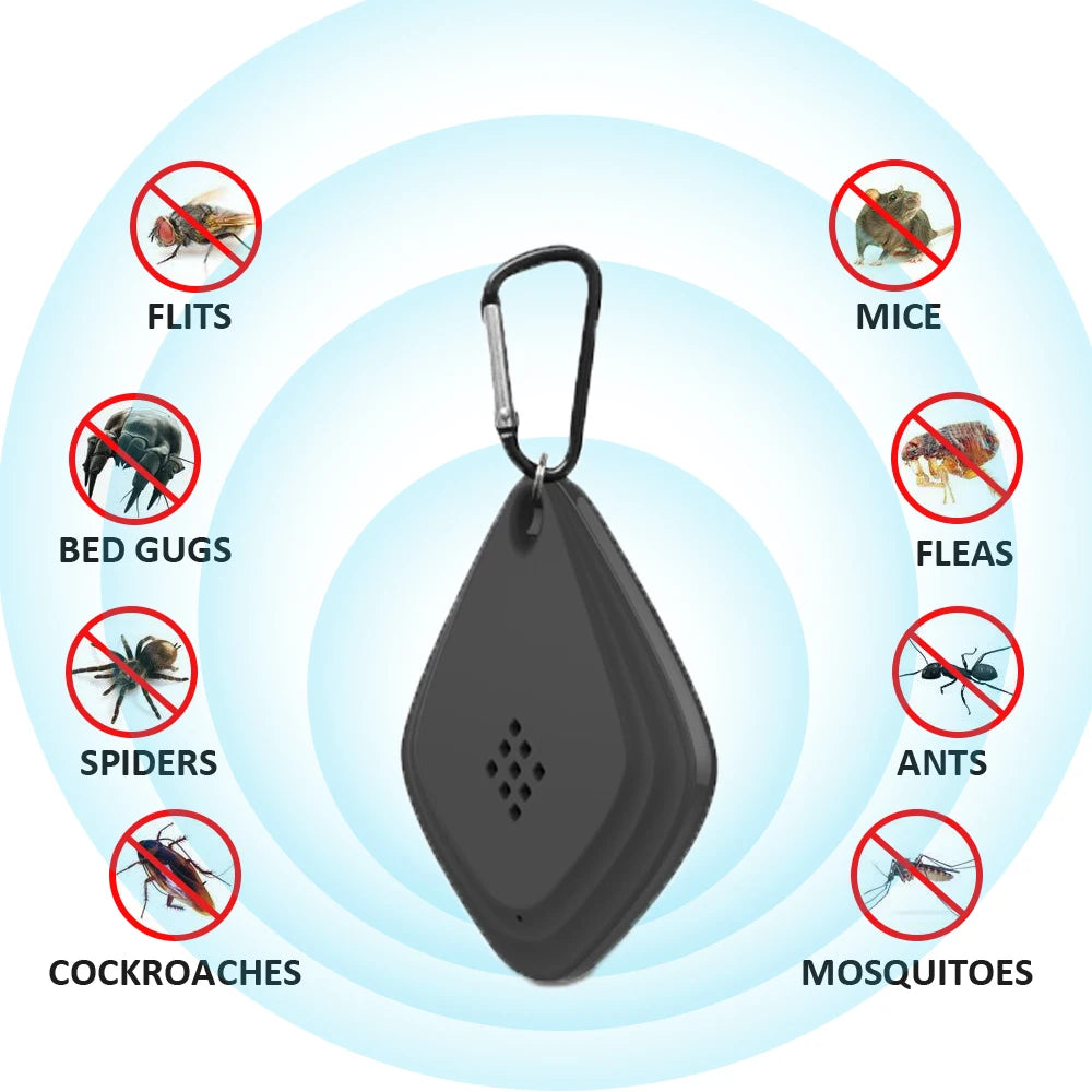 Electronic Mosquito Repeller Ultrasonic Pest Repeller for Child Pet Portable Pest Insect Fly Mouse Summer Camping Hiking Kitchen