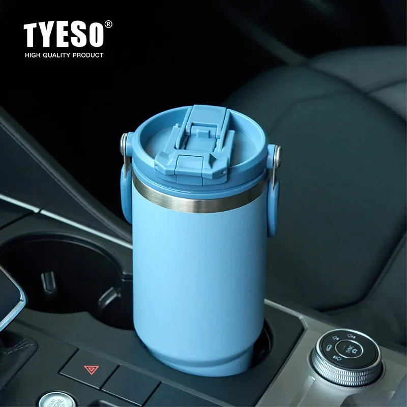 Tyeso 1200ML Handle Vacuum Flasks Cup Dual-Drink Coffee Mug Stainless Steel Ice Cup Car Bottle Hot Cold Retention Thermoses