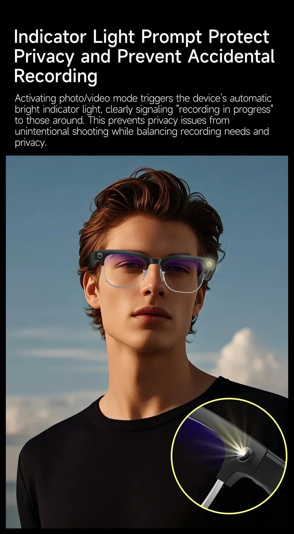 AI Smart Glasses To Take Photos Videos 800W HD Camera Intelligent Translation Photo-taking And Object Recognition Smart Glasses