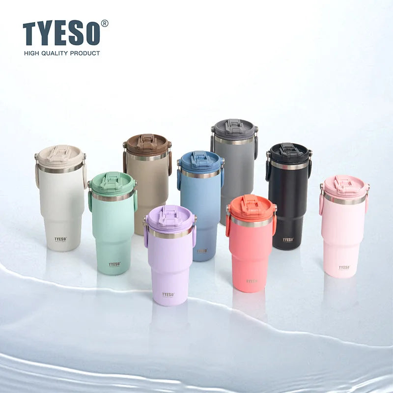 Tyeso 1200ML Handle Vacuum Flasks Cup Dual-Drink Coffee Mug Stainless Steel Ice Cup Car Bottle Hot Cold Retention Thermoses