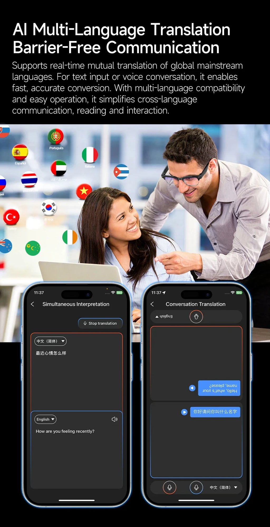 AI Smart Glasses To Take Photos Videos 800W HD Camera Intelligent Translation Photo-taking And Object Recognition Smart Glasses