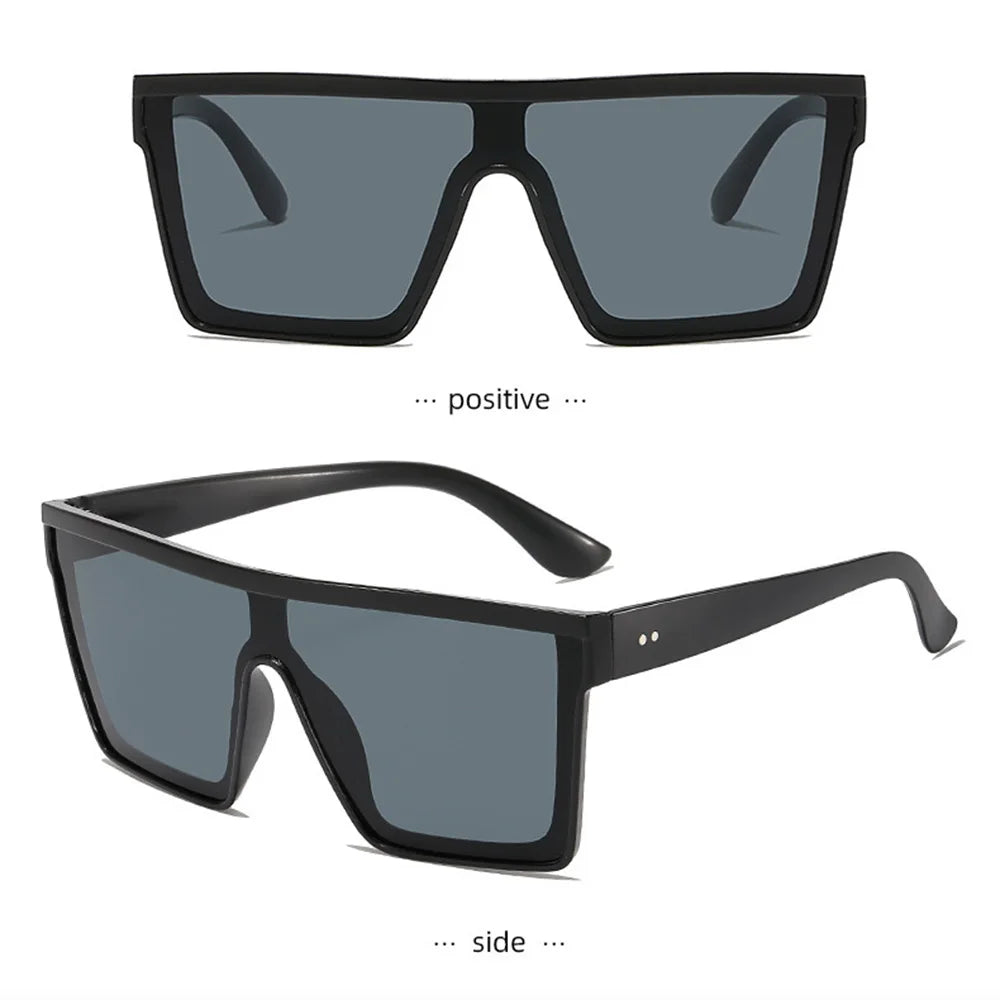 Classic White Gradient Square Sunglasses Women Fashion Retro Night Vision Drivers Goggle Men Big Frame Travel Cycling Eyewear